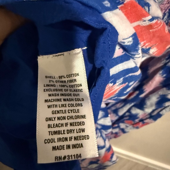 Crown & Ivy Tiered Maxi Dress Blue Pink Ikat Sz Medium Tie Strap Vacation Outift - Picture 10 of 11